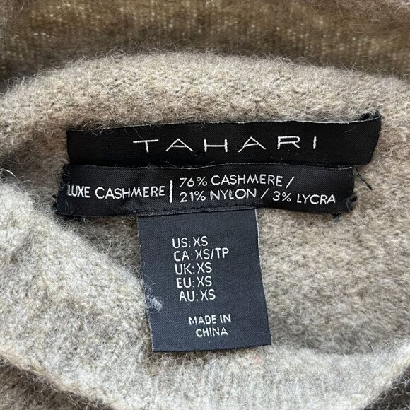 Tahari Luxe 76% Cashmere Blend Funnel Neck Sweater Greenish Gray Oversized XS - Picture 6 of 8